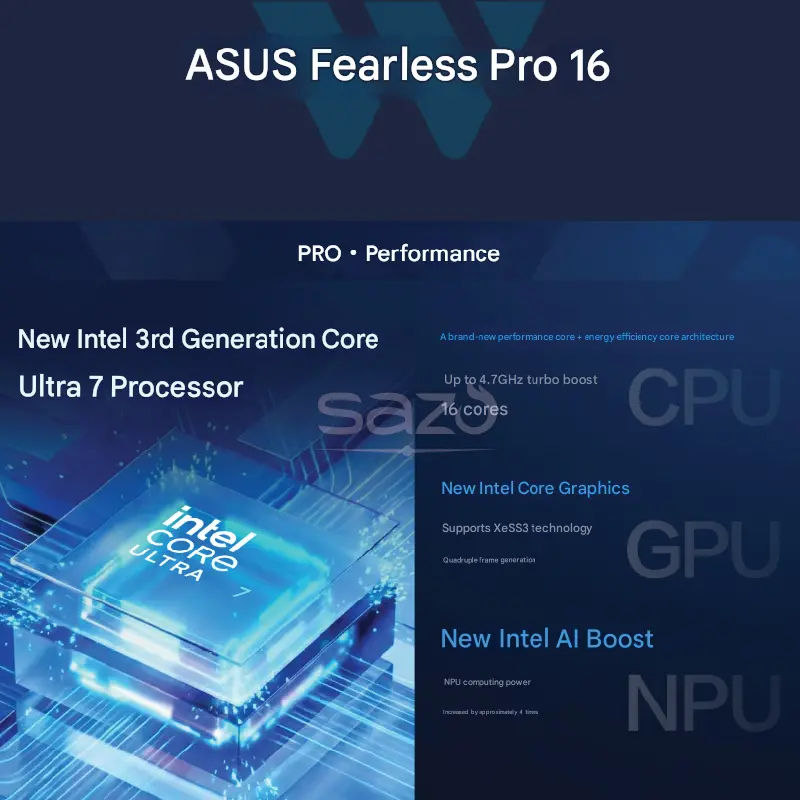 ASUS Fearless Pro 16 2026 (Ultra X7-358H| 32GB RAM| 1TB SSD)
