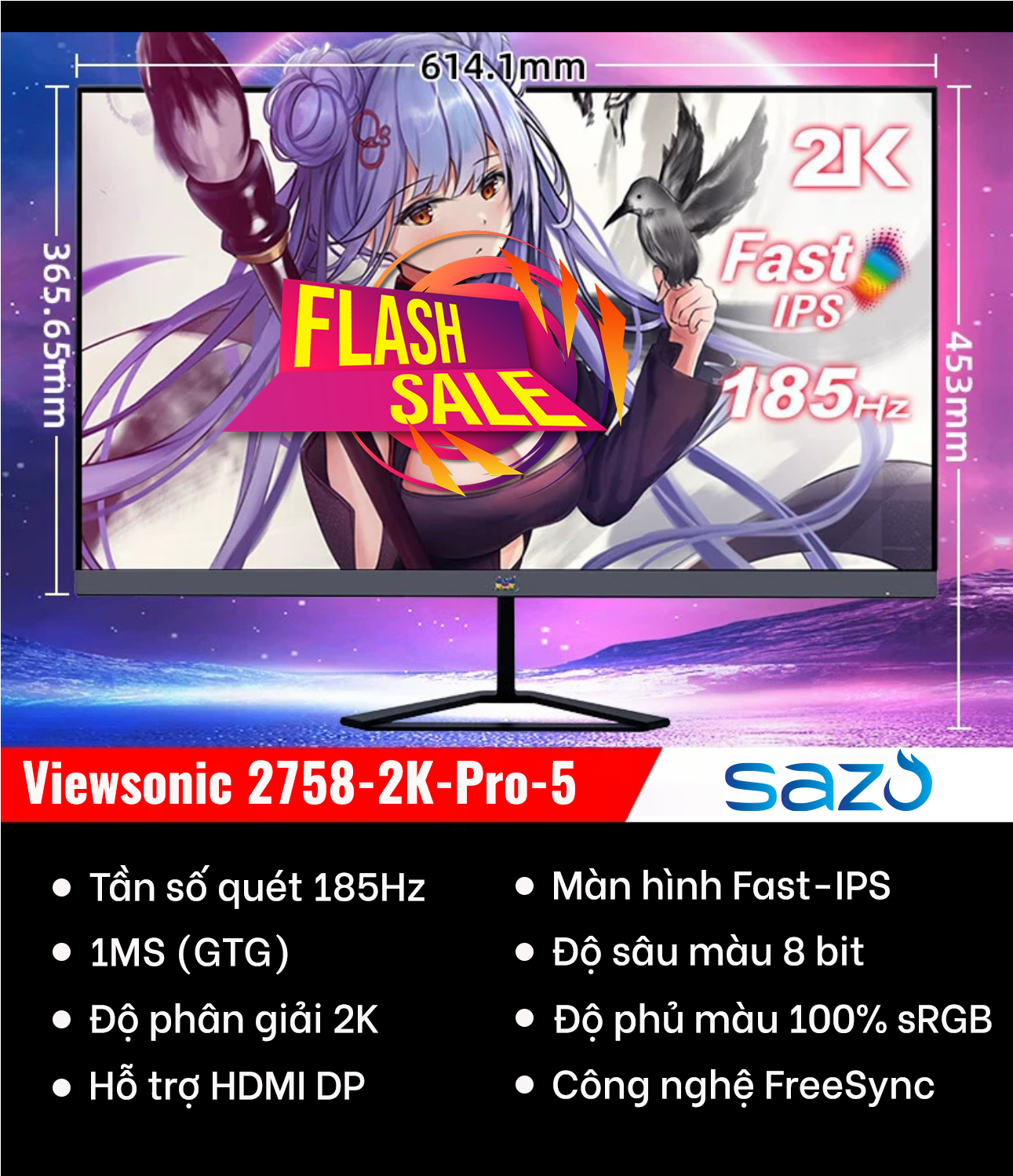 Màn Hình ViewSonic VX2758-2K-PRO-5 27 inch FAST IPS 185hz